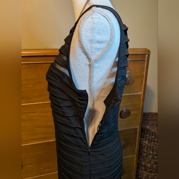 London Times Slimming Black Tiered Midi Cocktail Dress Size 10 - Picture 6 of 14